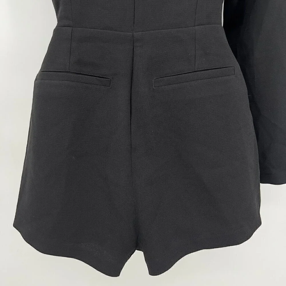 Nasty Gal Women's Cut-out One Sleeve Lined Black Romper Size S NWT - Picture 7 of 10